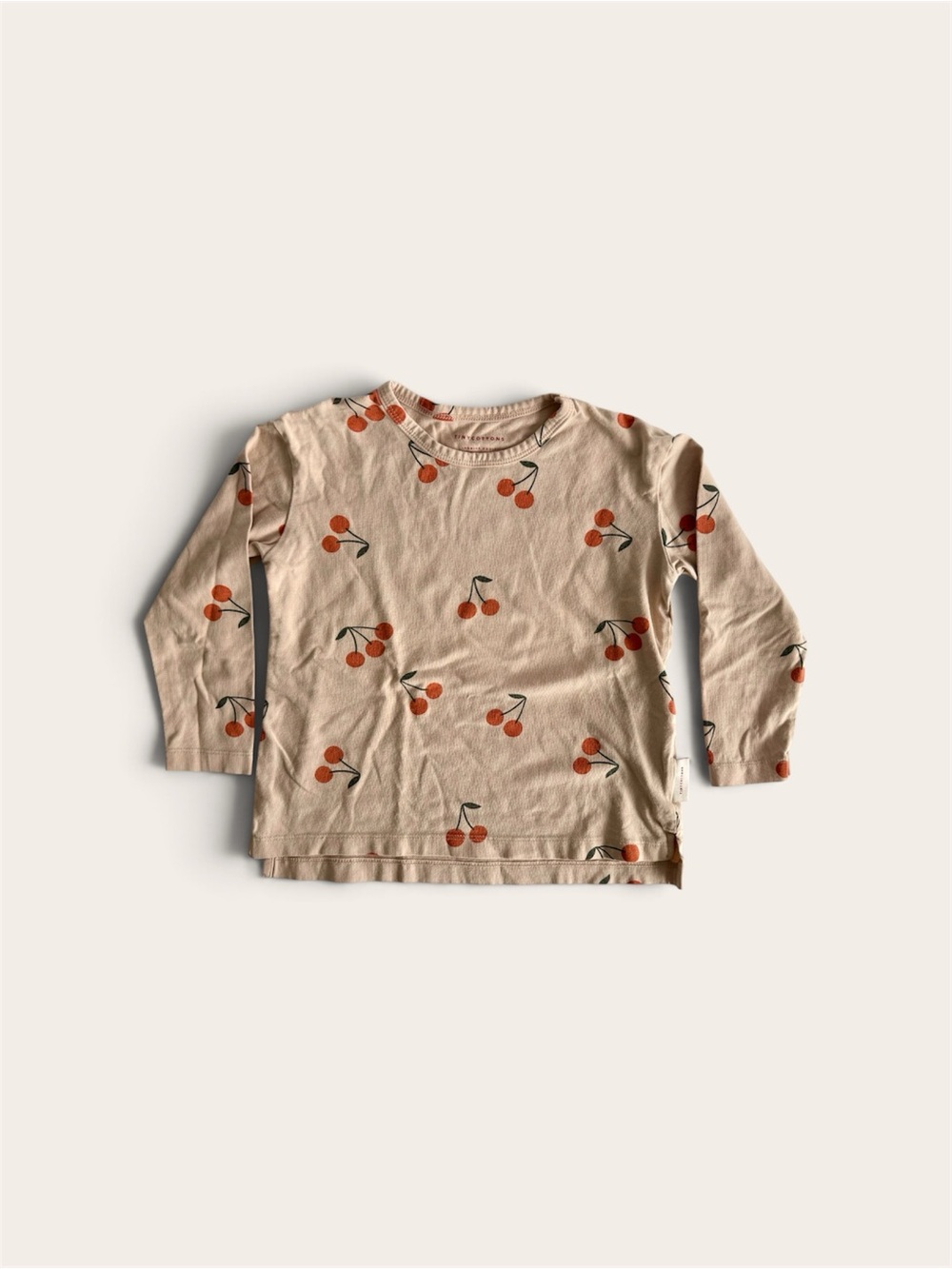 Tiny Cottons Kids Long-Sleeve Cherry Print Top - Peach/Beige